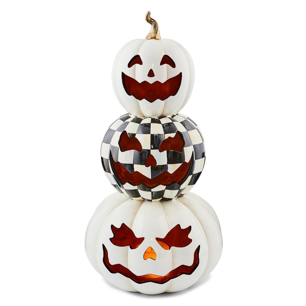 Courtly Check Stacked Illuminated Pumpkins - Image 3