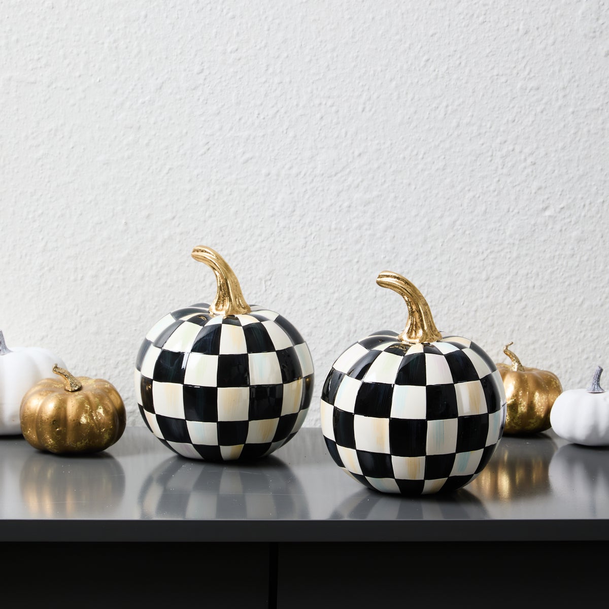 Classic Courtly Check Mini Pumpkin Set of 2 - Image 2