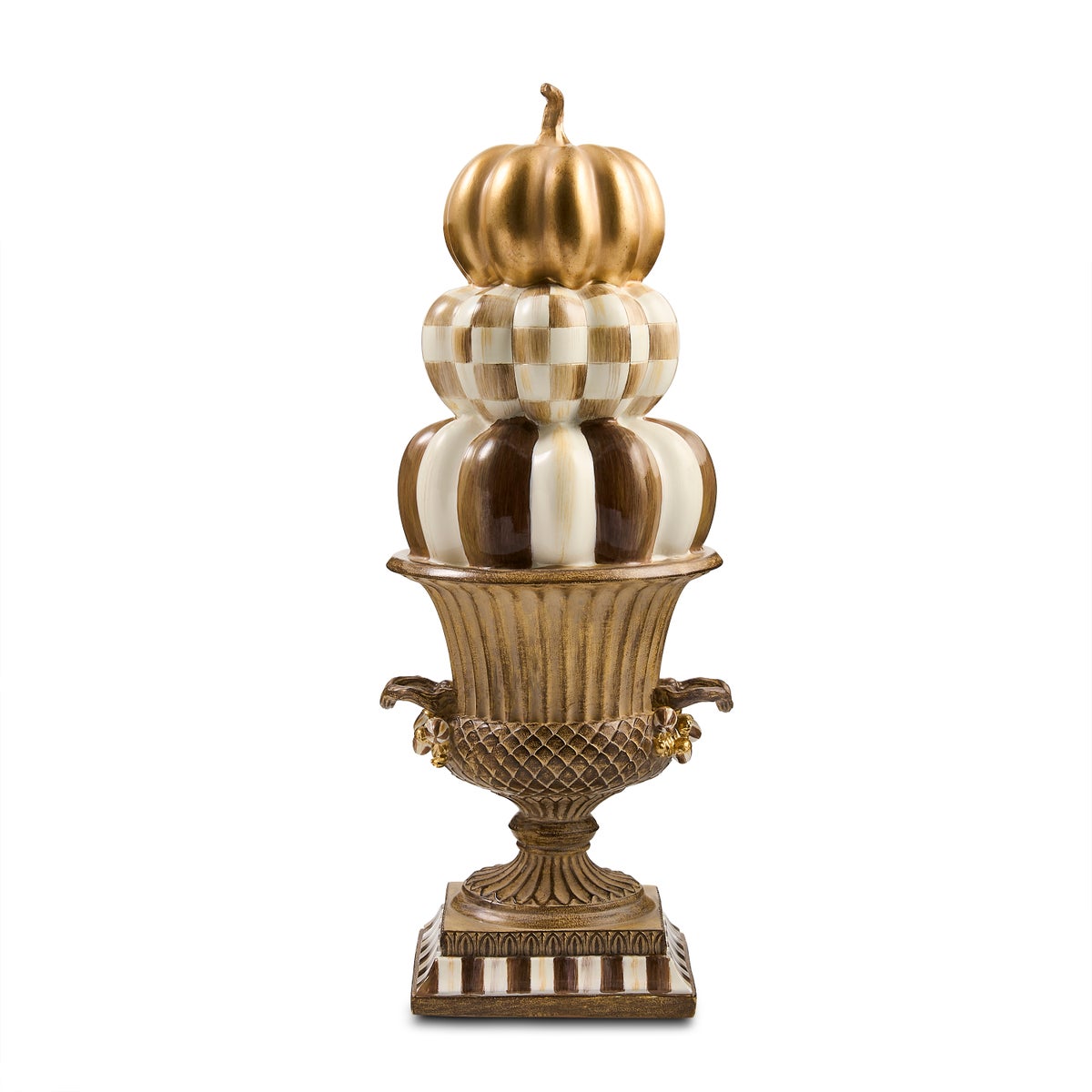 Tabletop Stacked Pumpkins in Urn