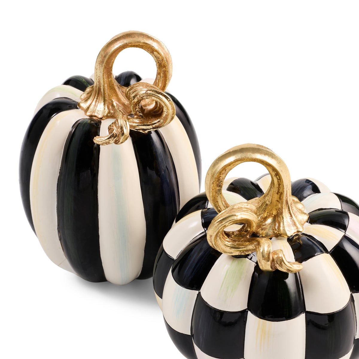 Courtly Check and Stripe Petite Pumpkins, Set of 2 - Image 3