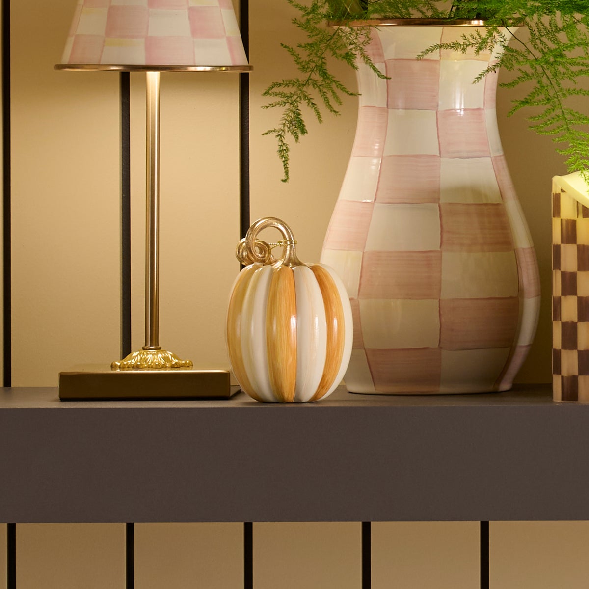 Amber Check and Stripe Petite Pumpkins, Set of 2 - Image 5