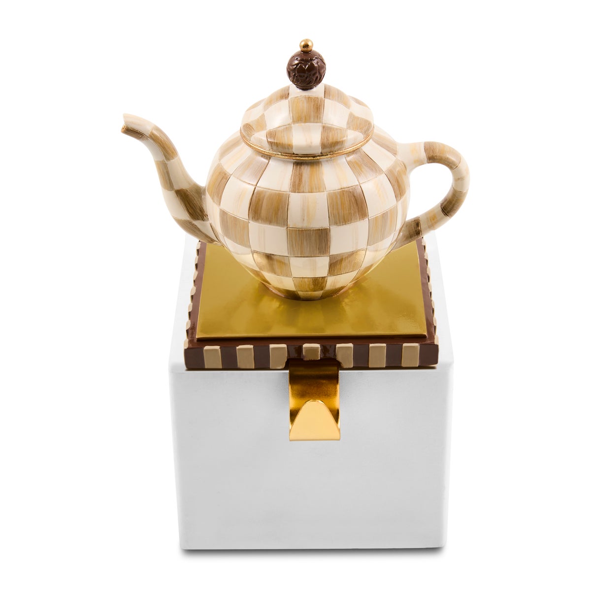 Mocha Check Teapot Stocking Holder - Image 4