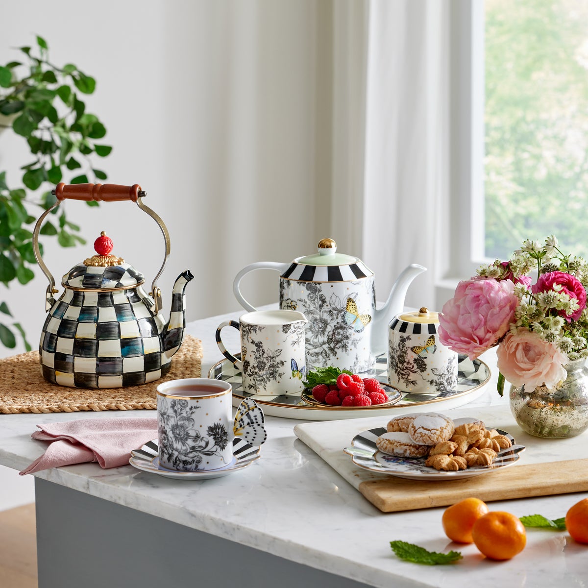 Butterfly Toile Mug & Saucer Set - Image 2