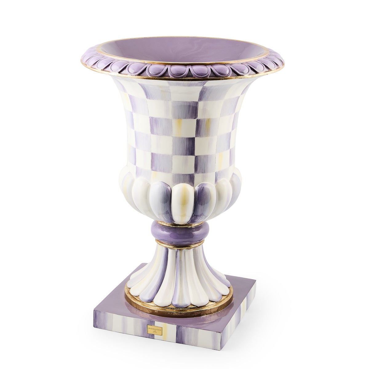 Violet Check Pedestal Urn - Image 4
