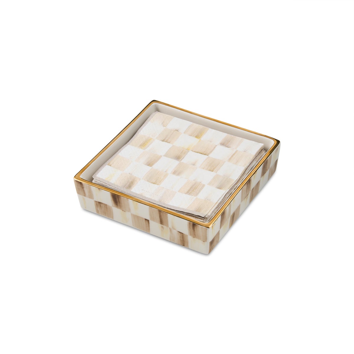 Mocha Check Cocktail Napkin Holder - Image 3