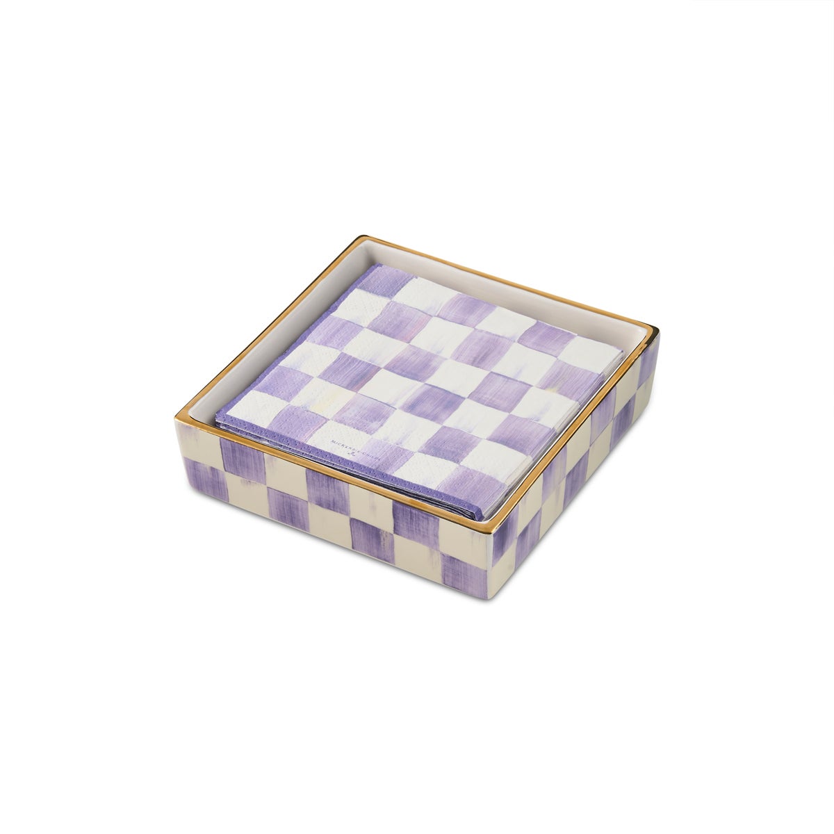 Violet Check Cocktail Napkin Holder - Image 3