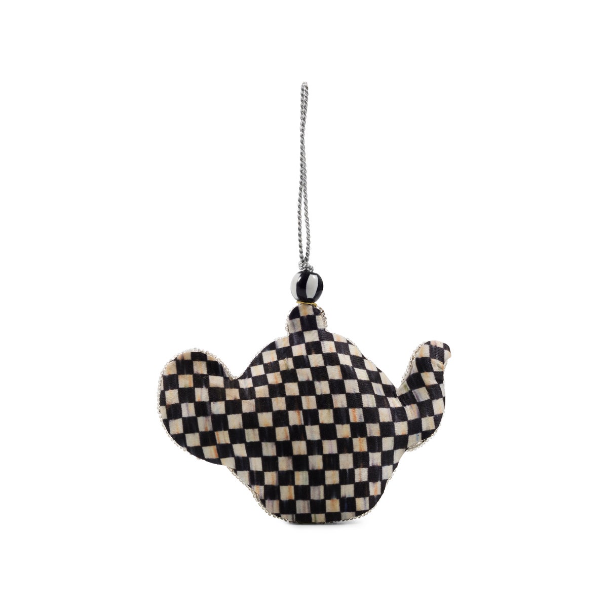 Mocha Check Teapot Beaded Ornament - Image 3