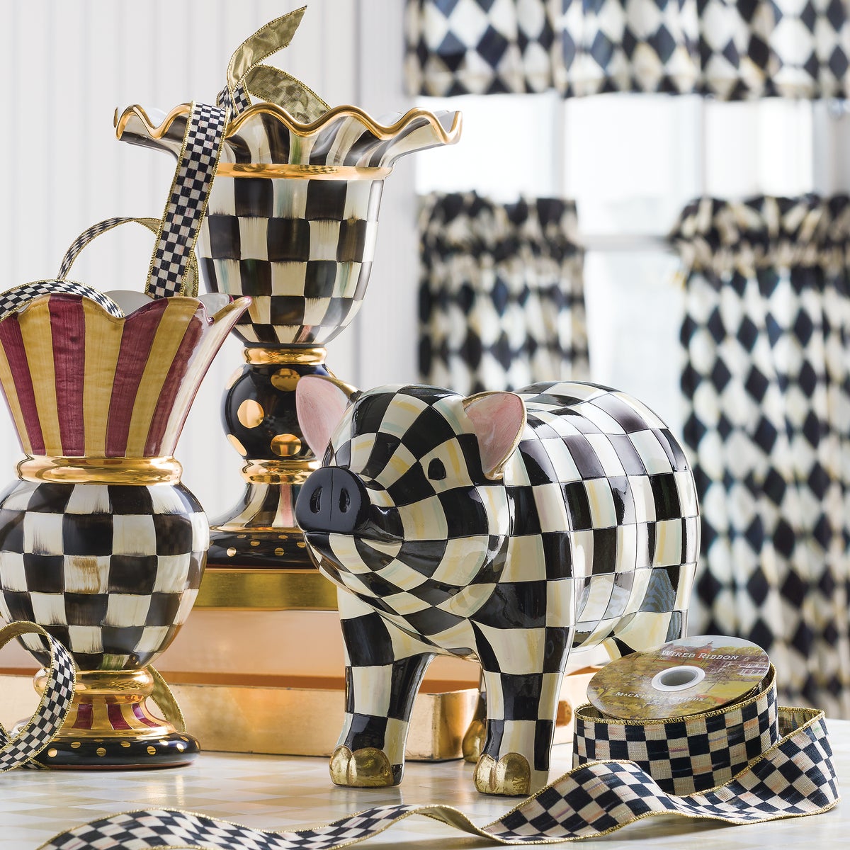 Courtly Check Pig Figurine - Image 2