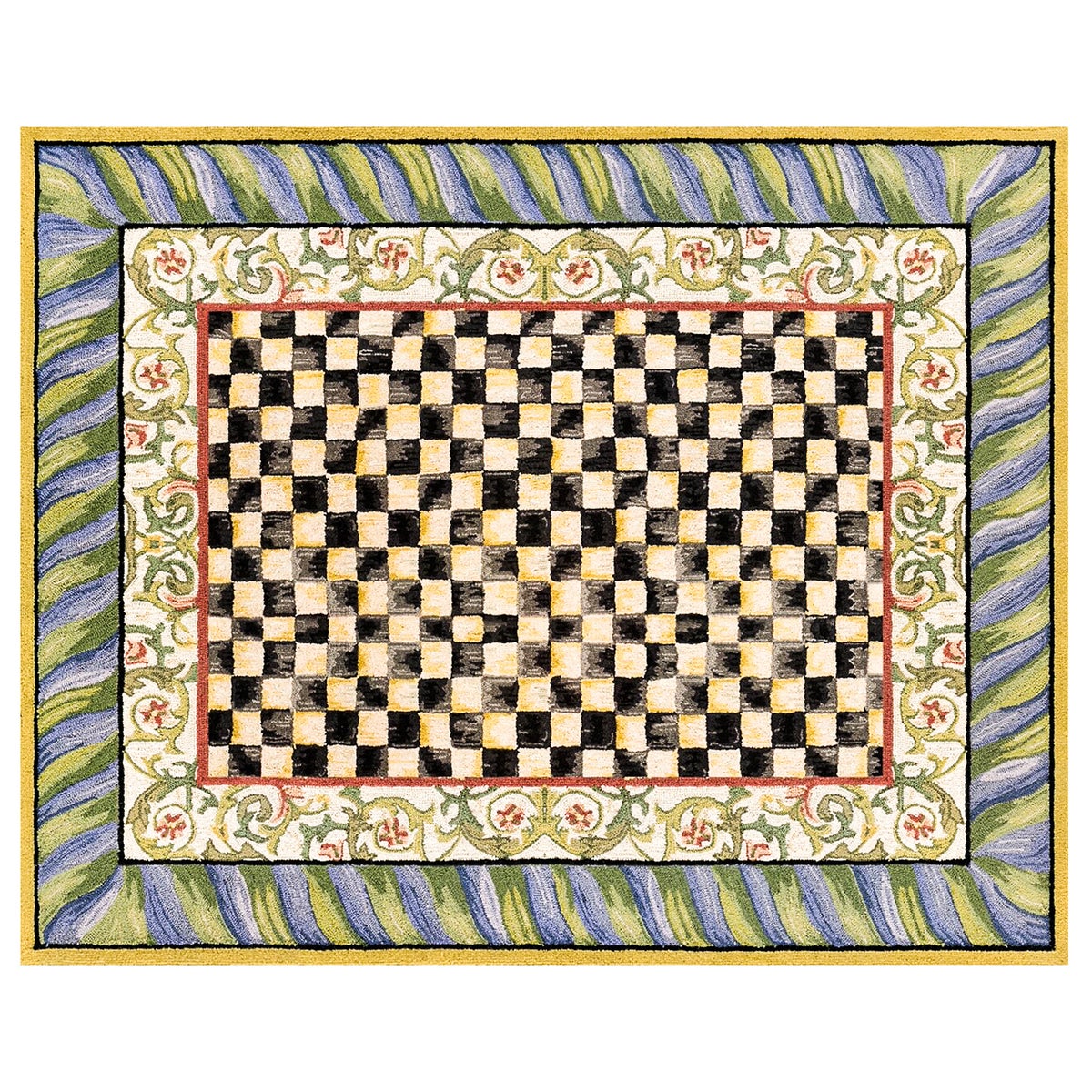 Courtly Check Purple & Green 8' x 10' Washable Rug