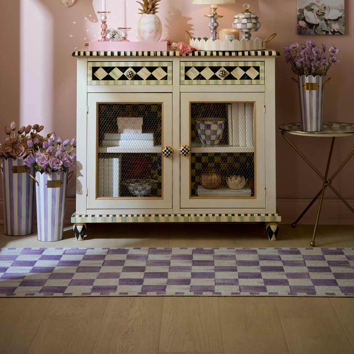 Violet Checkered 3' x 5' Washable Rug - Image 2