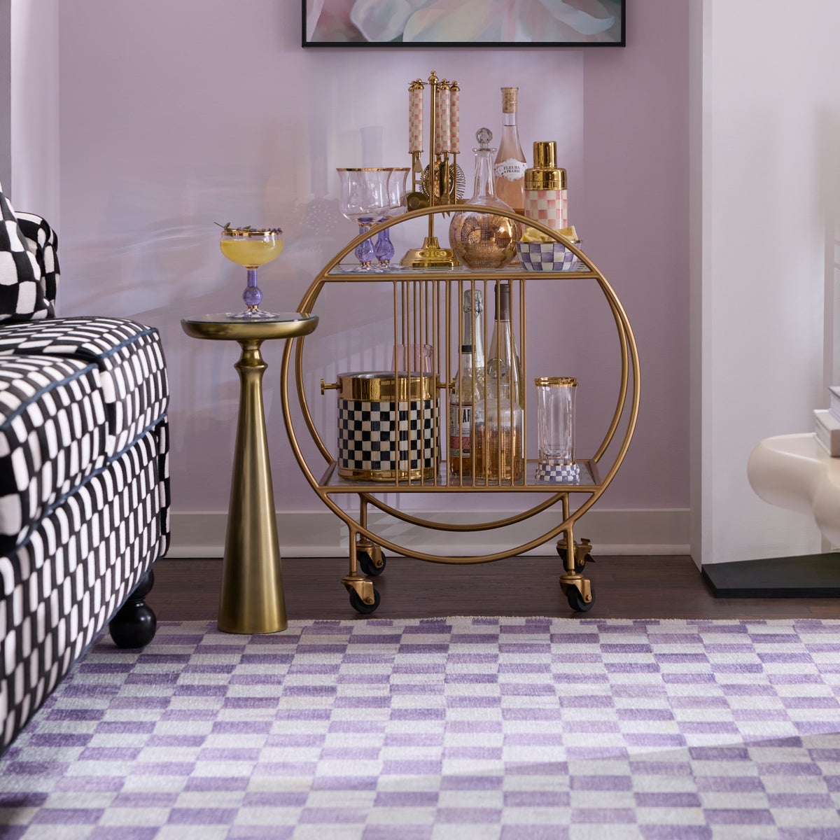 Violet Checkered 8' x 10' Washable Rug - Image 2