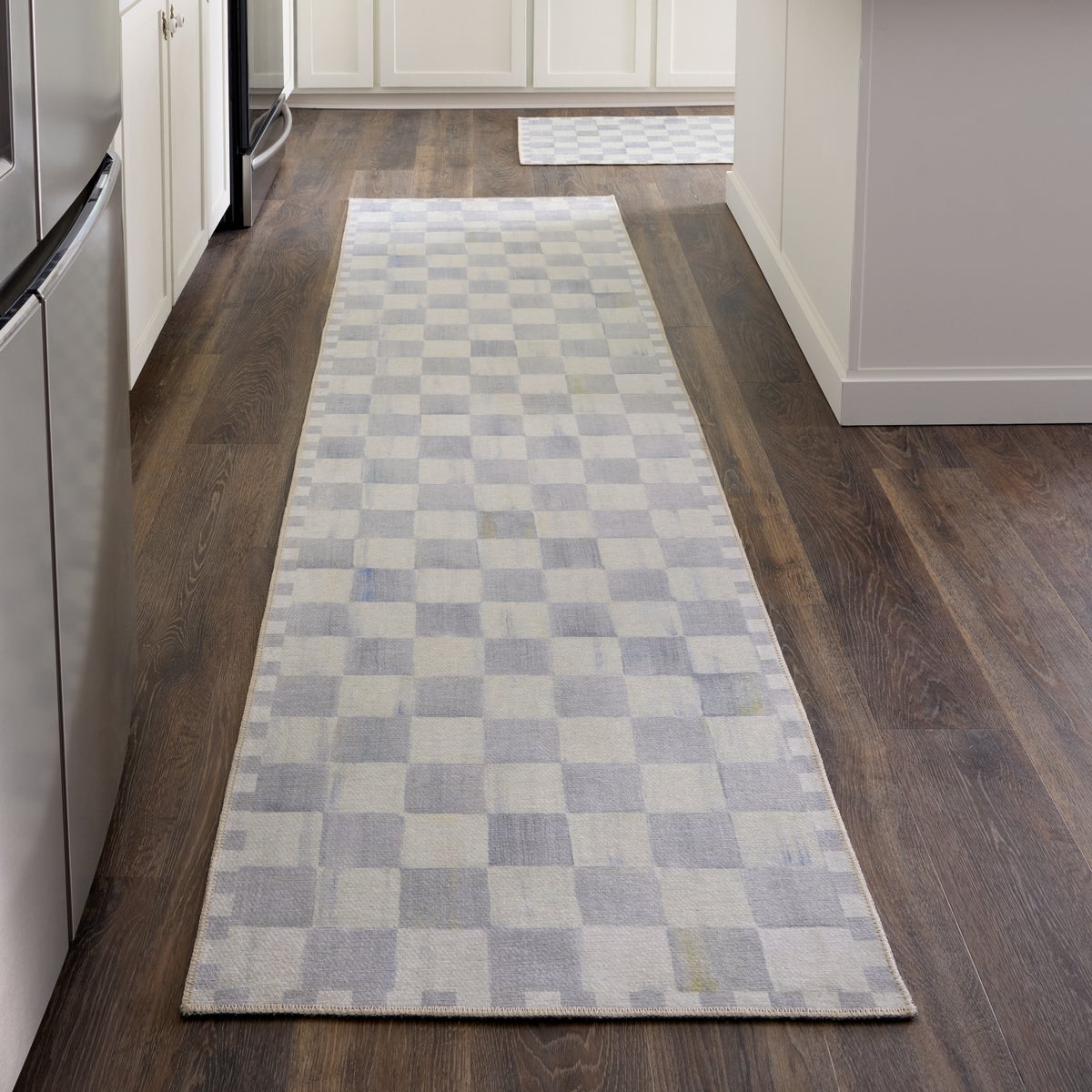 Sterling Checkered 2'6" x 10' Washable Runner - Image 2