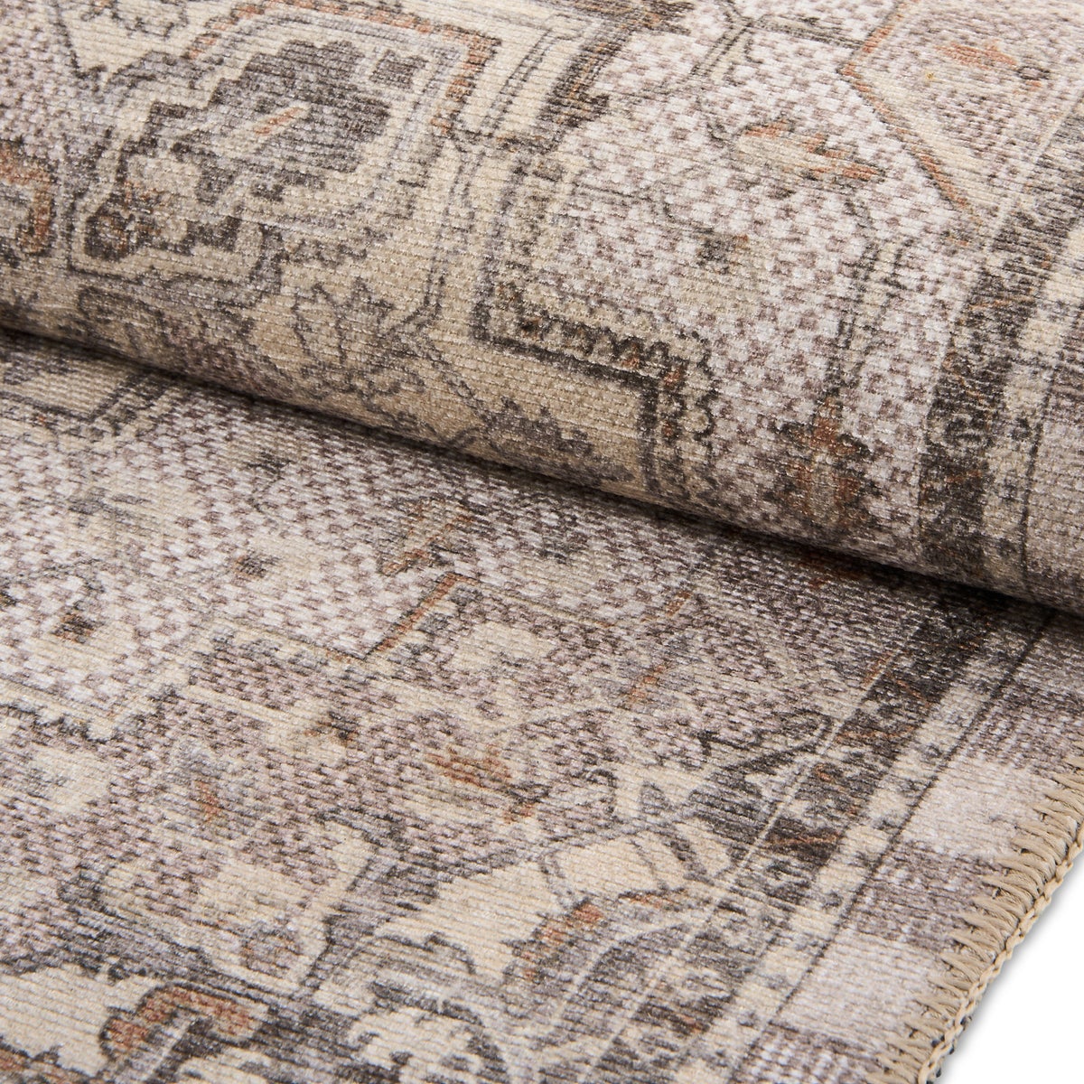 Heriz Checked Mocha 3' x 5' Washable Rug - Image 3