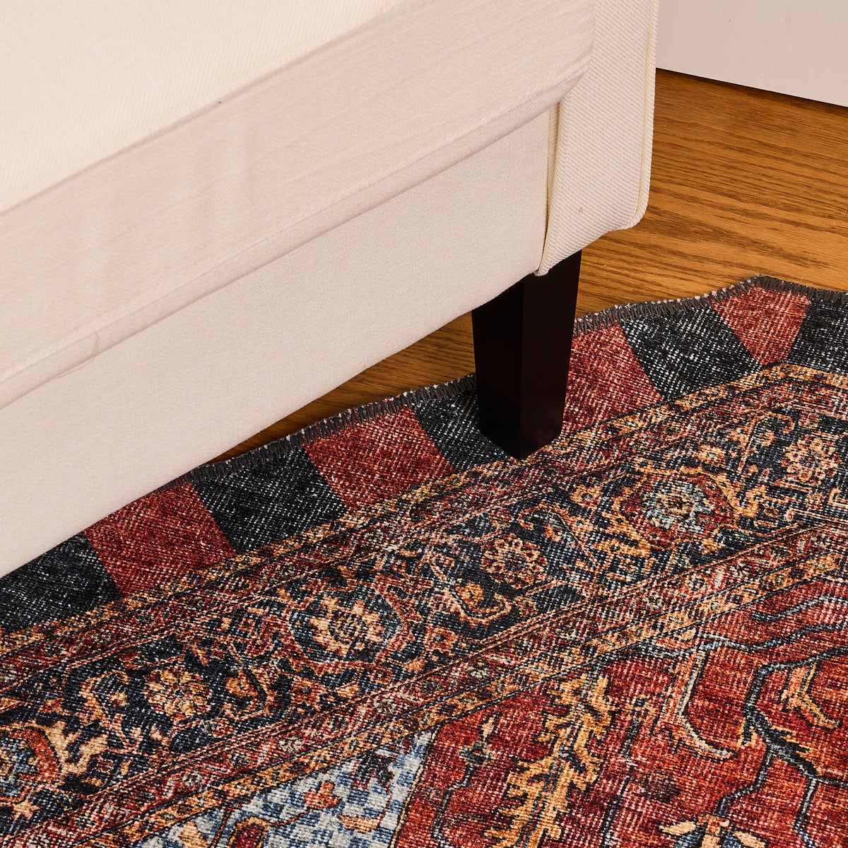 Heriz Checked Red 8' x 10' Washable Rug - Image 2