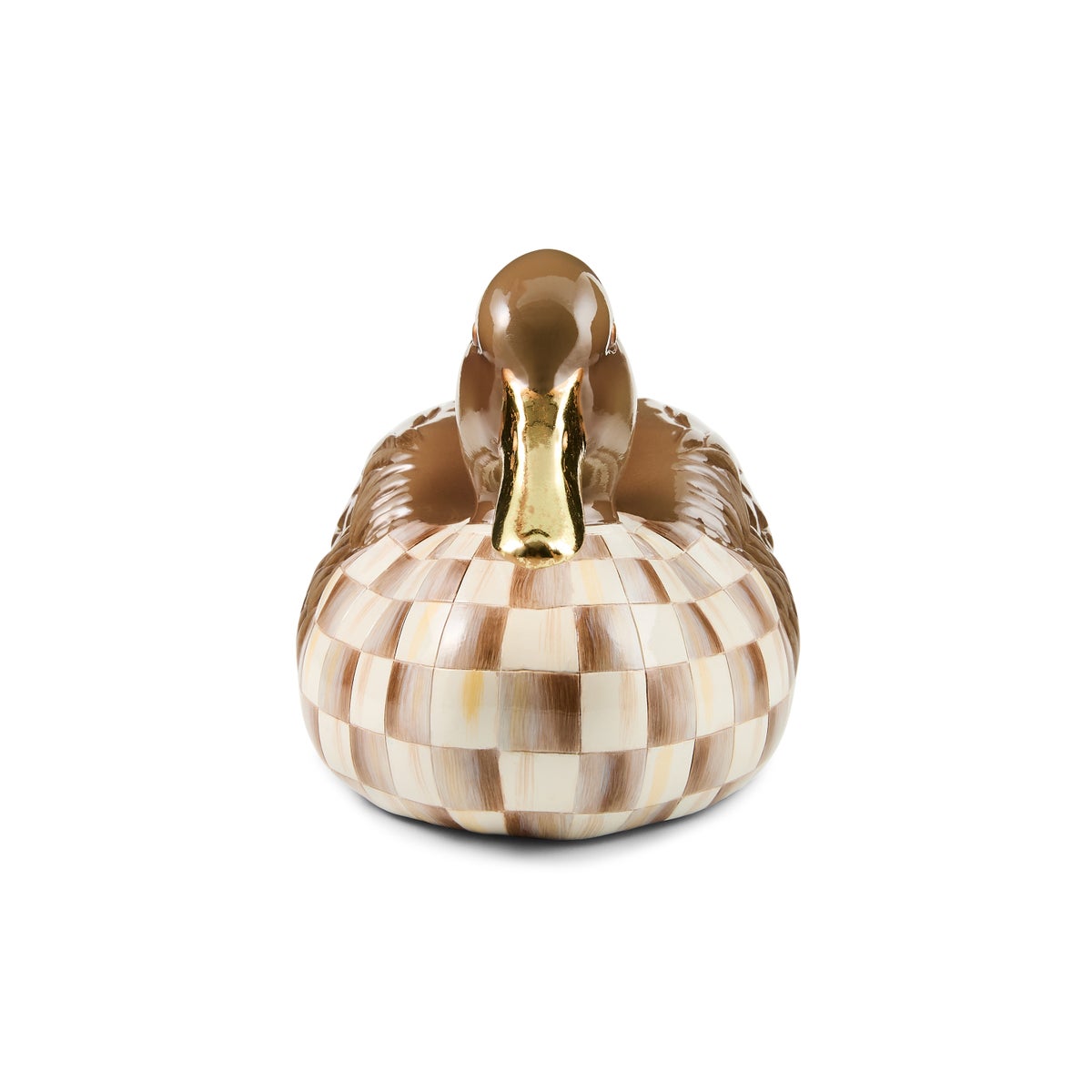 Mocha Check Mallard Duck Figurine - Image 3