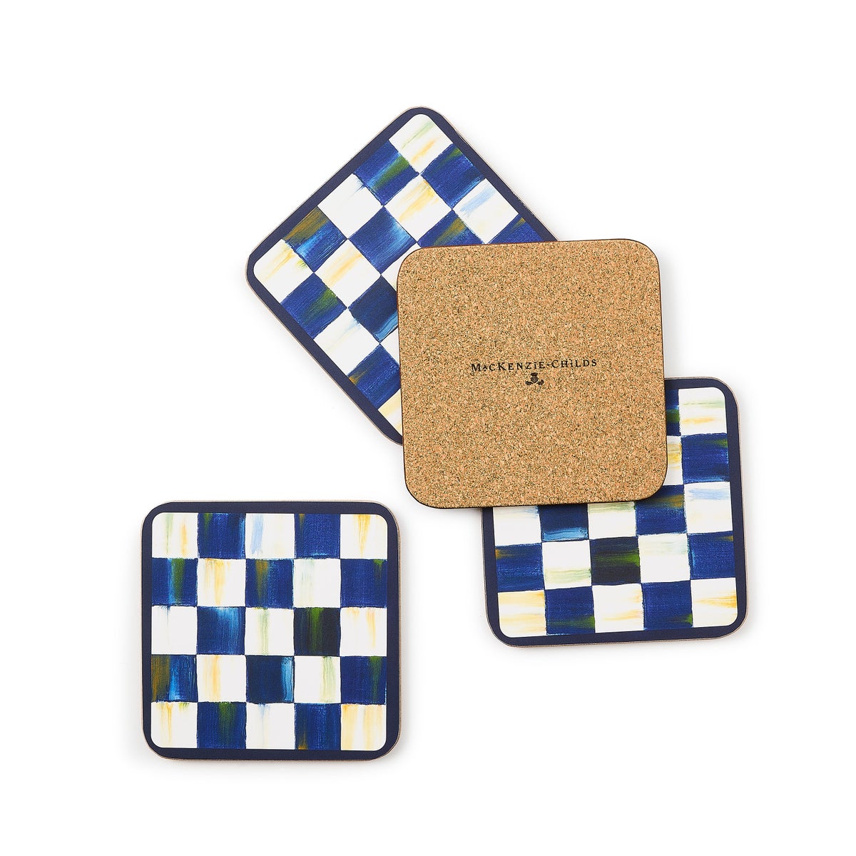 Royal Check Cork Back Coasters, Set of 4 - Image 3
