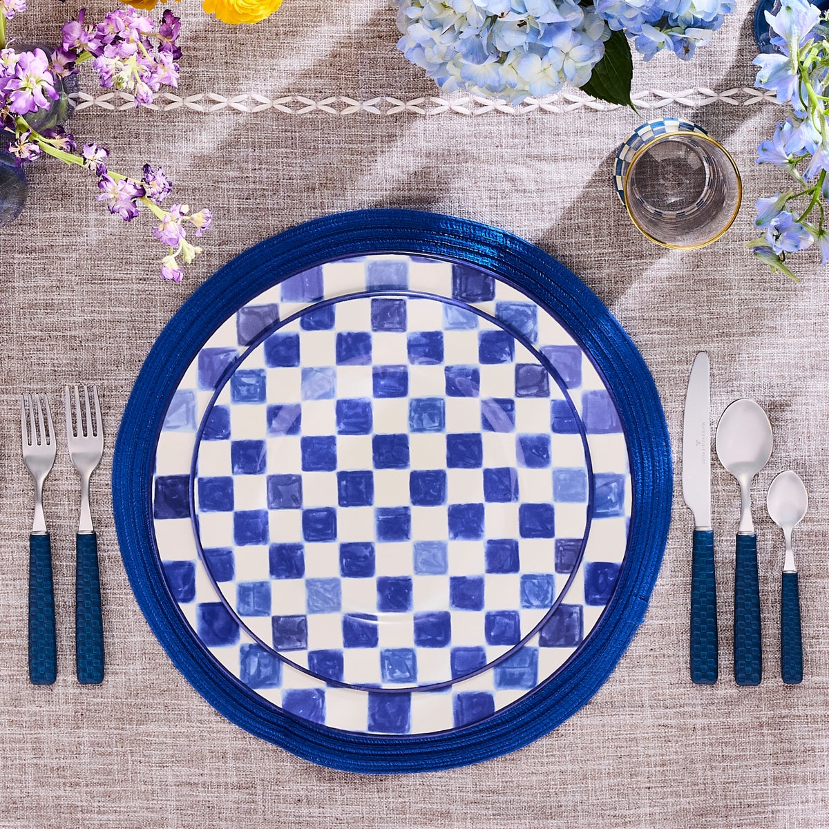 Indigo Check Round Platter - Image 4