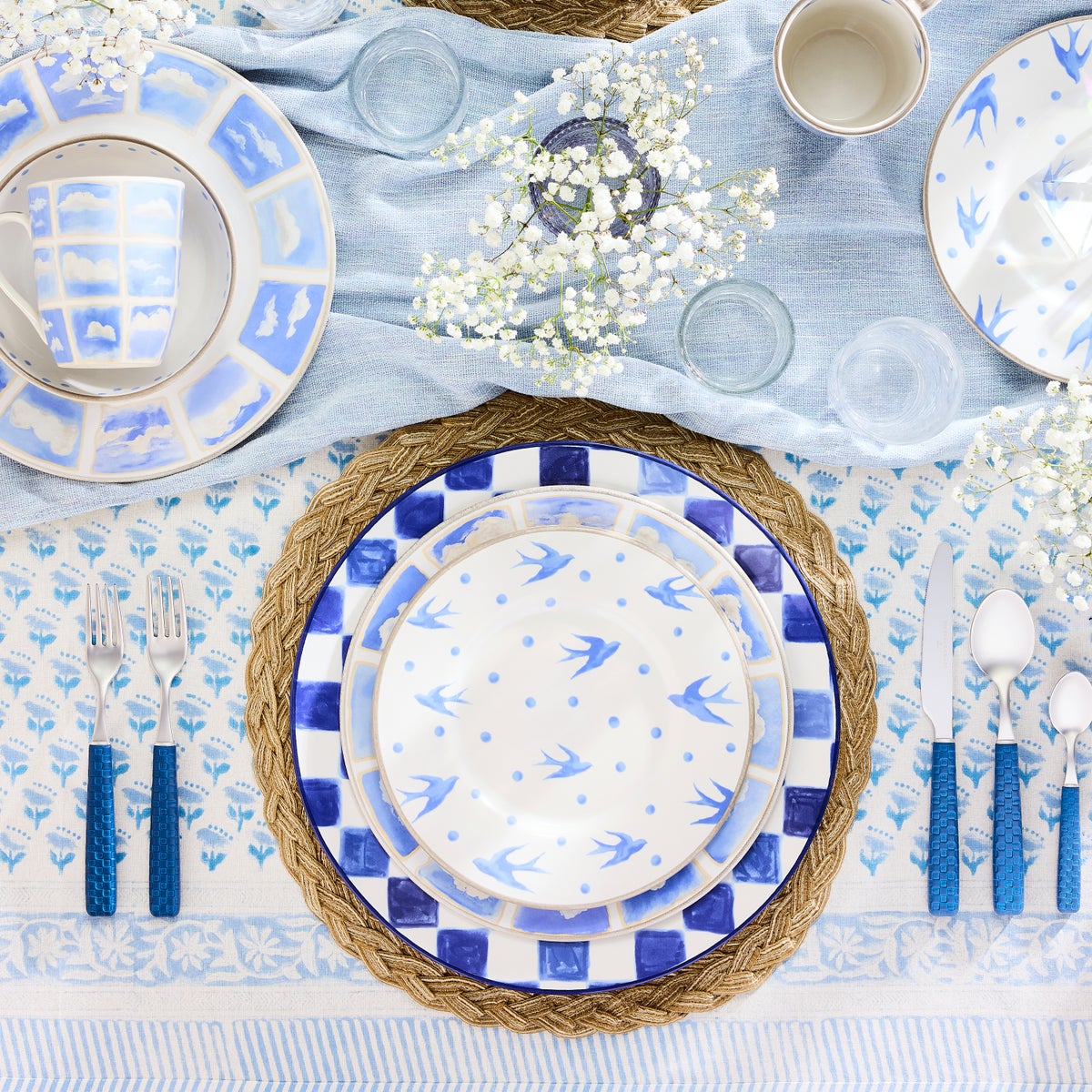 Indigo Check Round Platter - Image 5