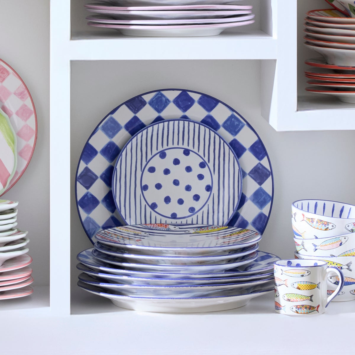 Indigo Check Round Platter - Image 6