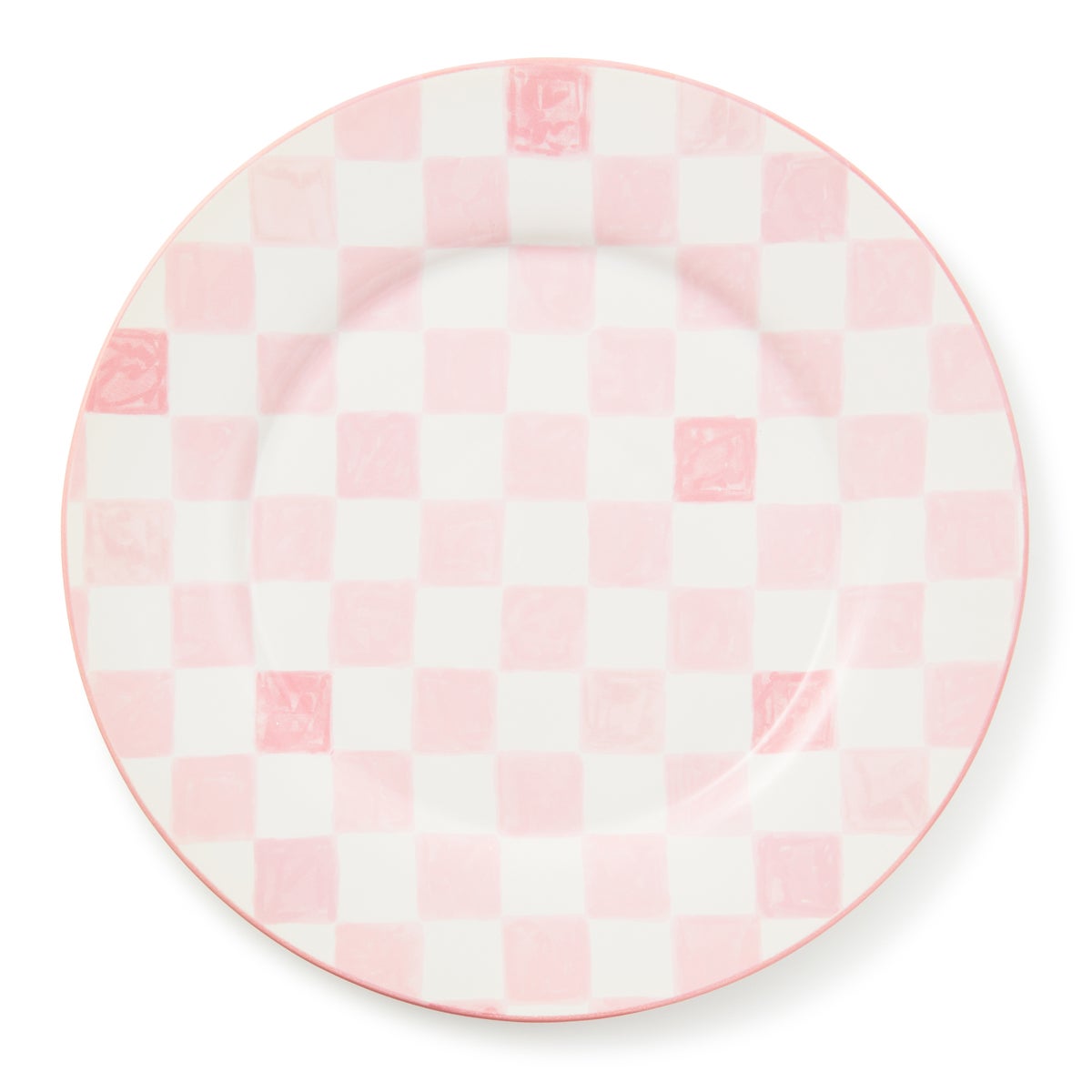 Pink Check Round Platter