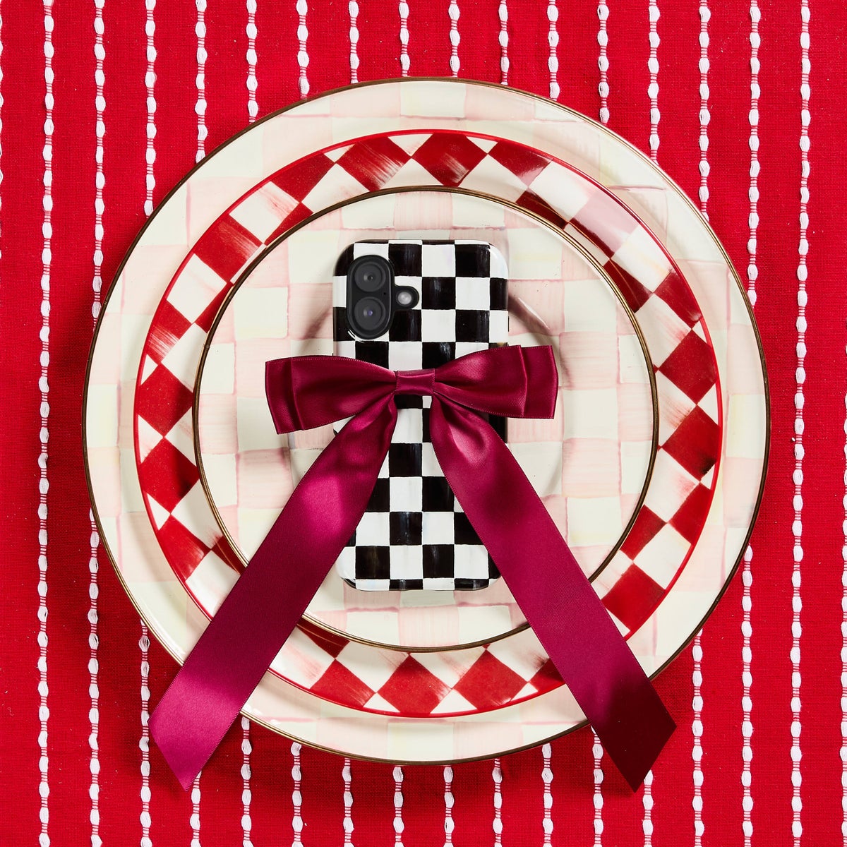 Cherry Check Dinner Plates, Set of 4 - Image 5