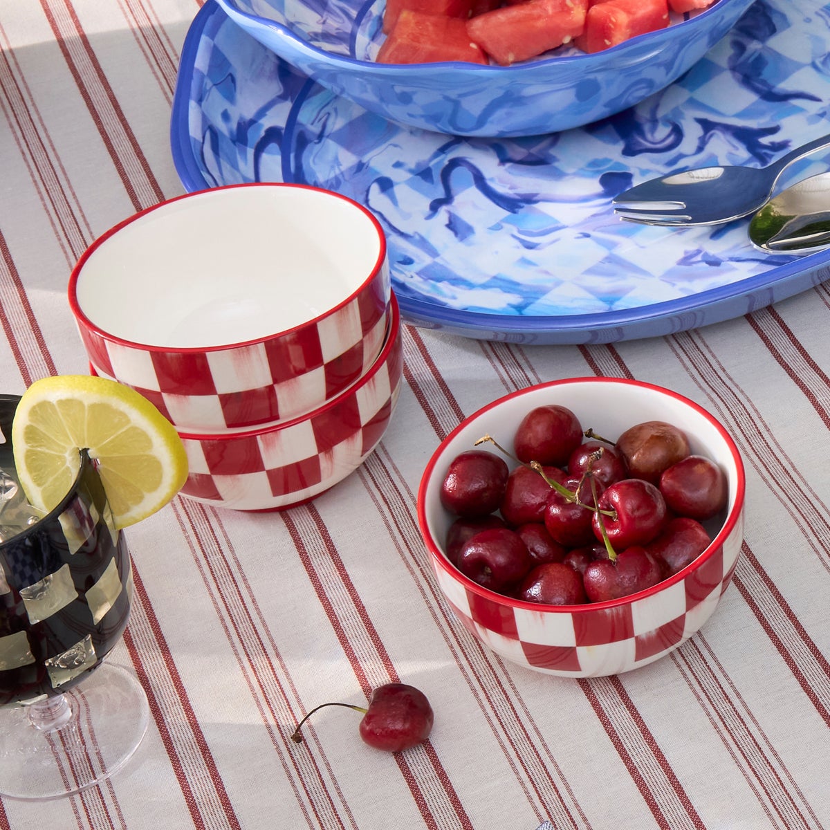 Cherry Check Breakfast Bowls, Set of 4 - Image 7