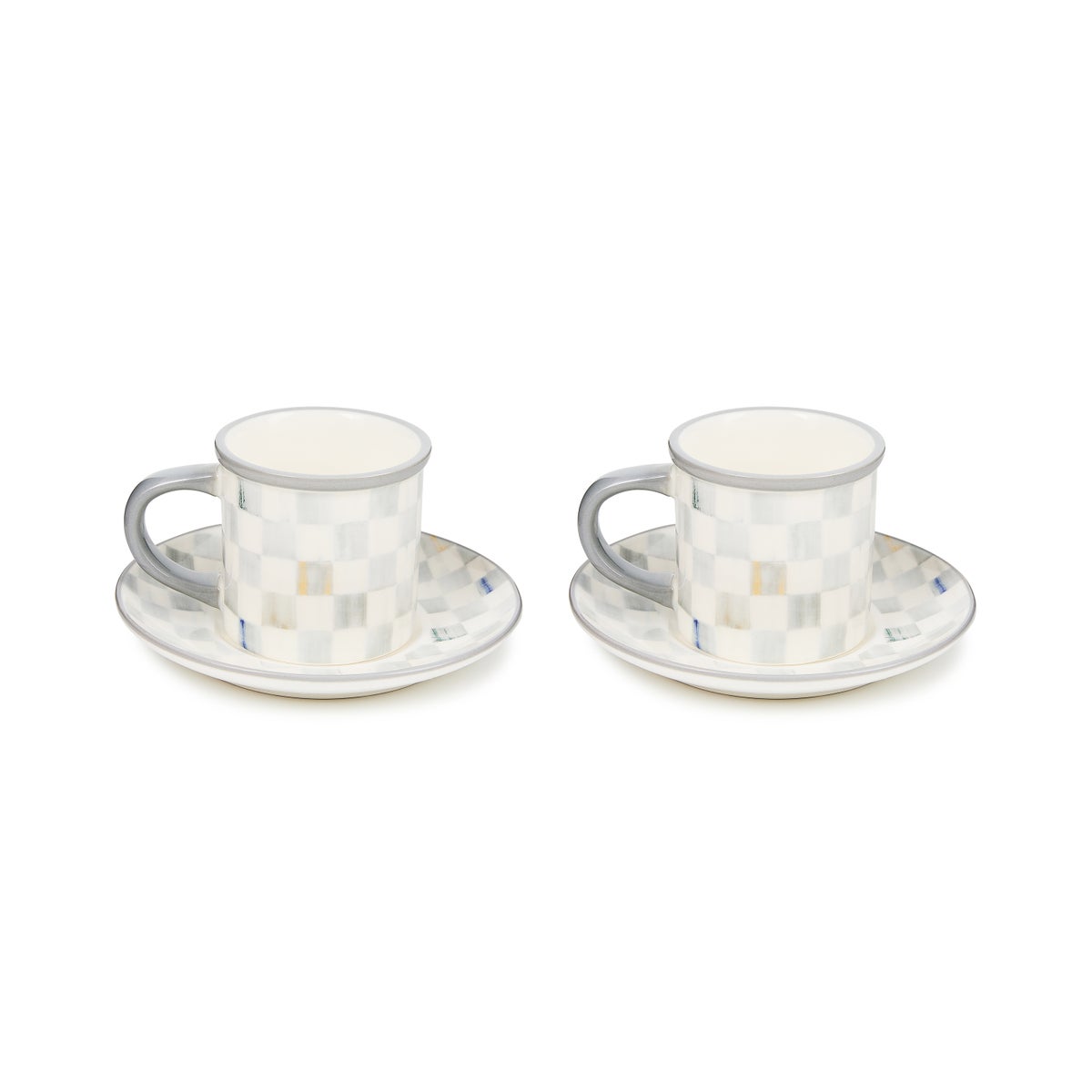 Sterling Check Espresso Cup & Saucer, Set of 2