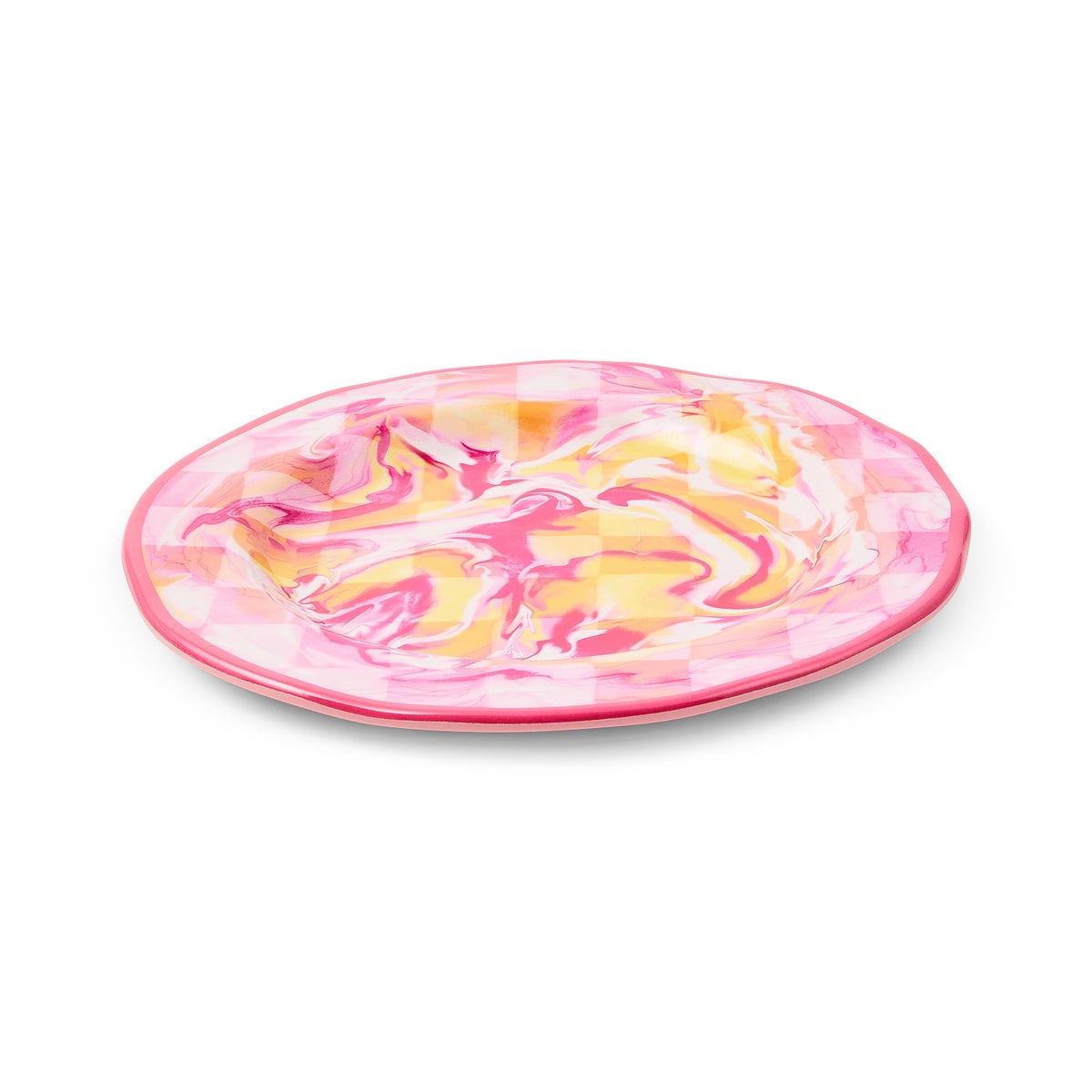 Pink Marble Check Melamine Salad Plates, Set of 4 - Image 3