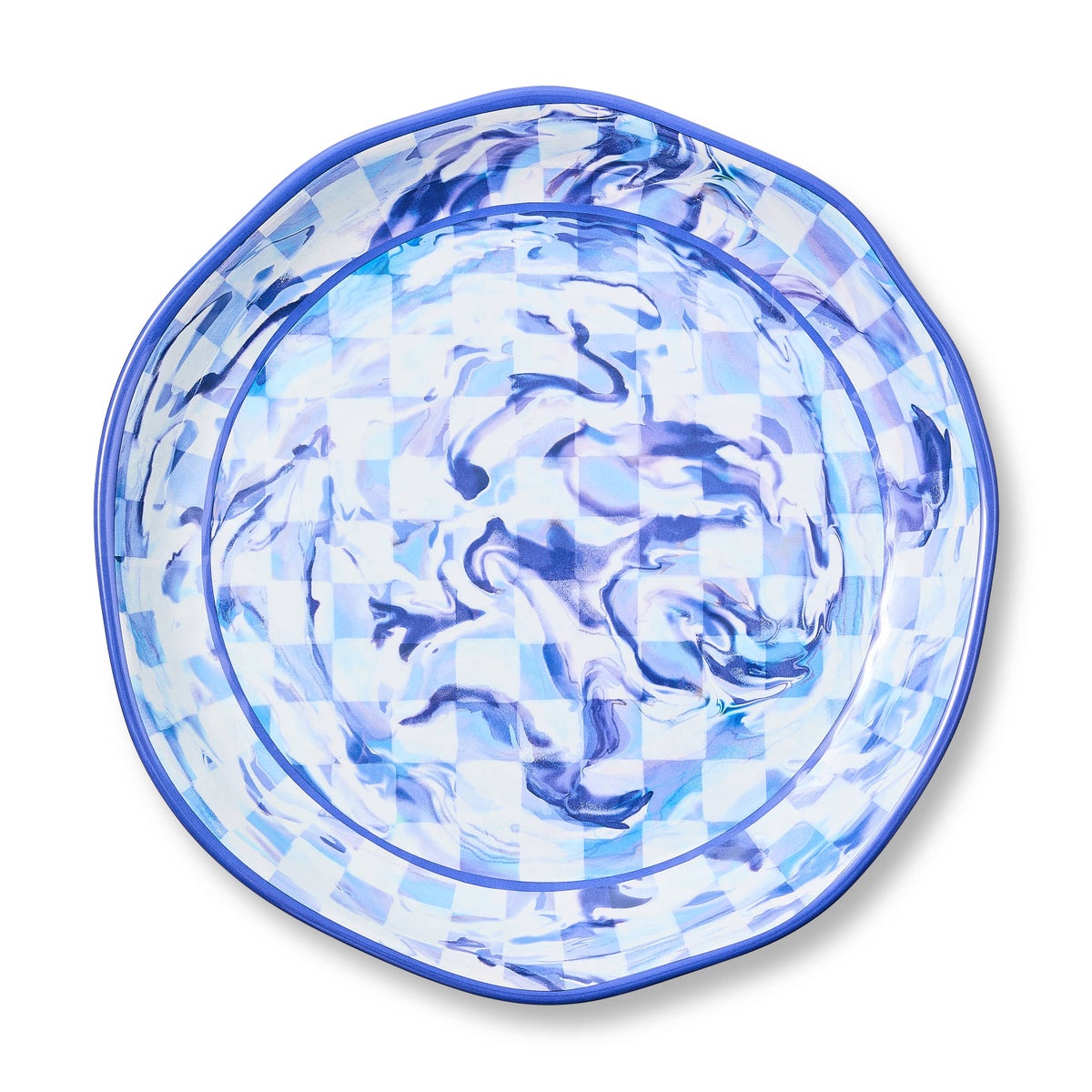 Blue Marble Check Melamine Large Platter