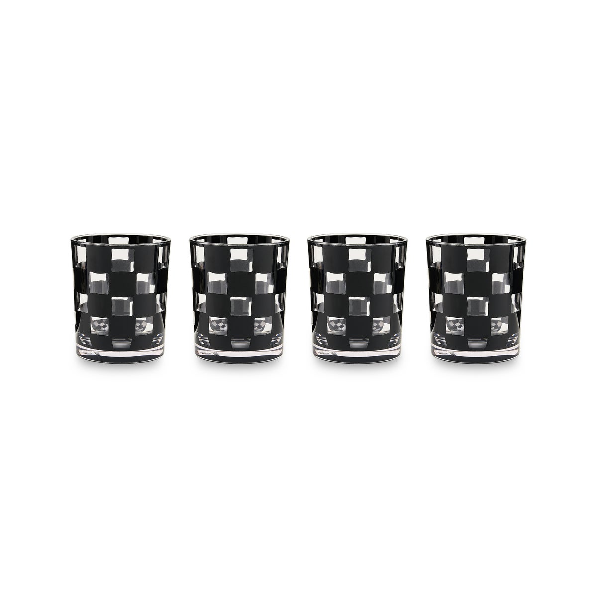 Black Check Acrylic Tumblers, Set of 4