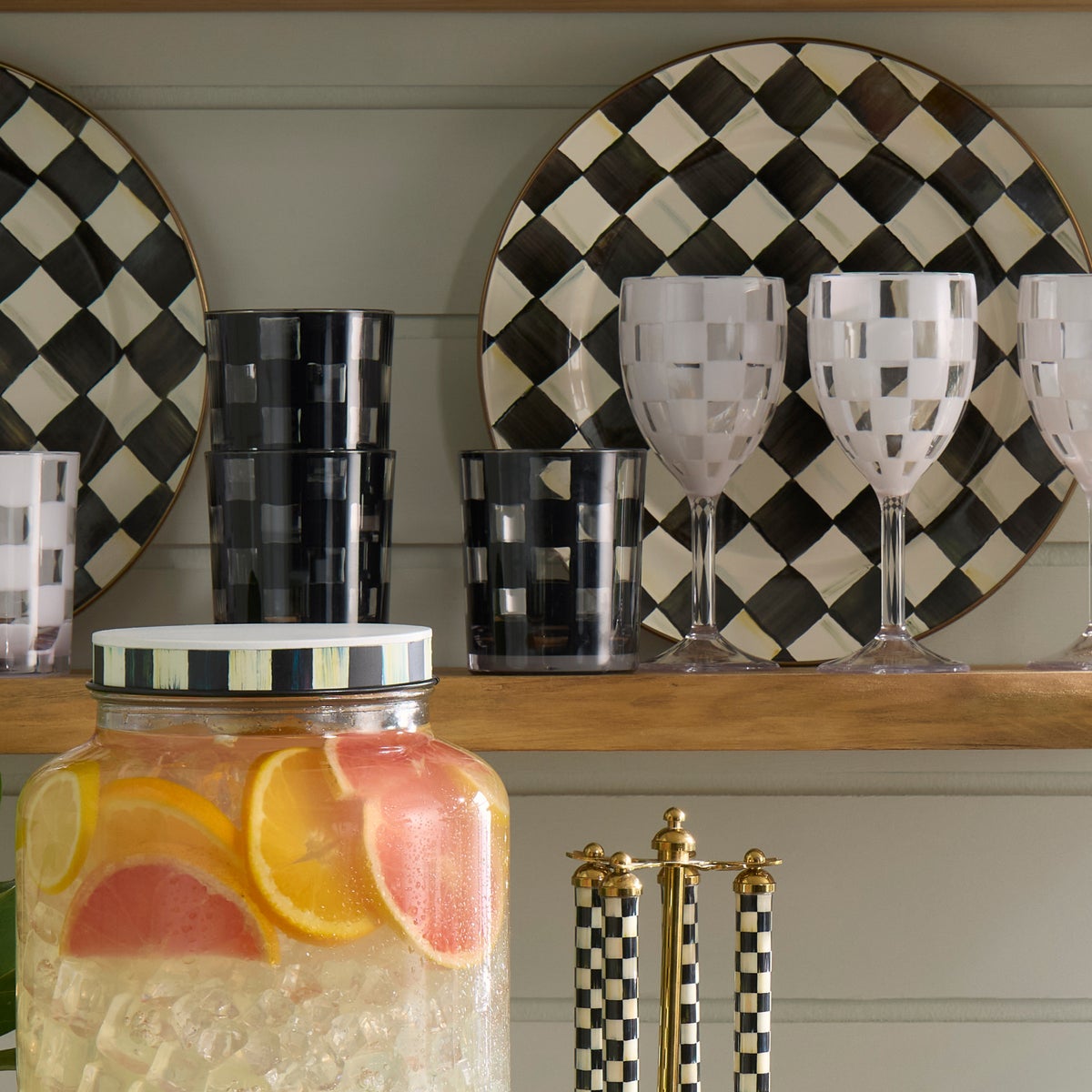 Black Check Acrylic Tumblers, Set of 4 - Image 4