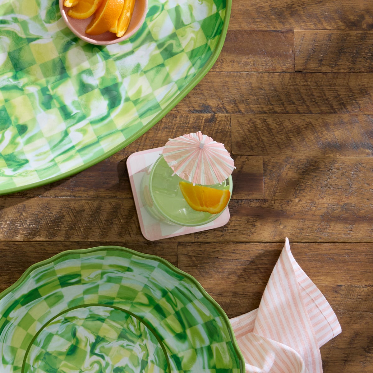 Green Check Acrylic Tumblers, Set of 4 - Image 4
