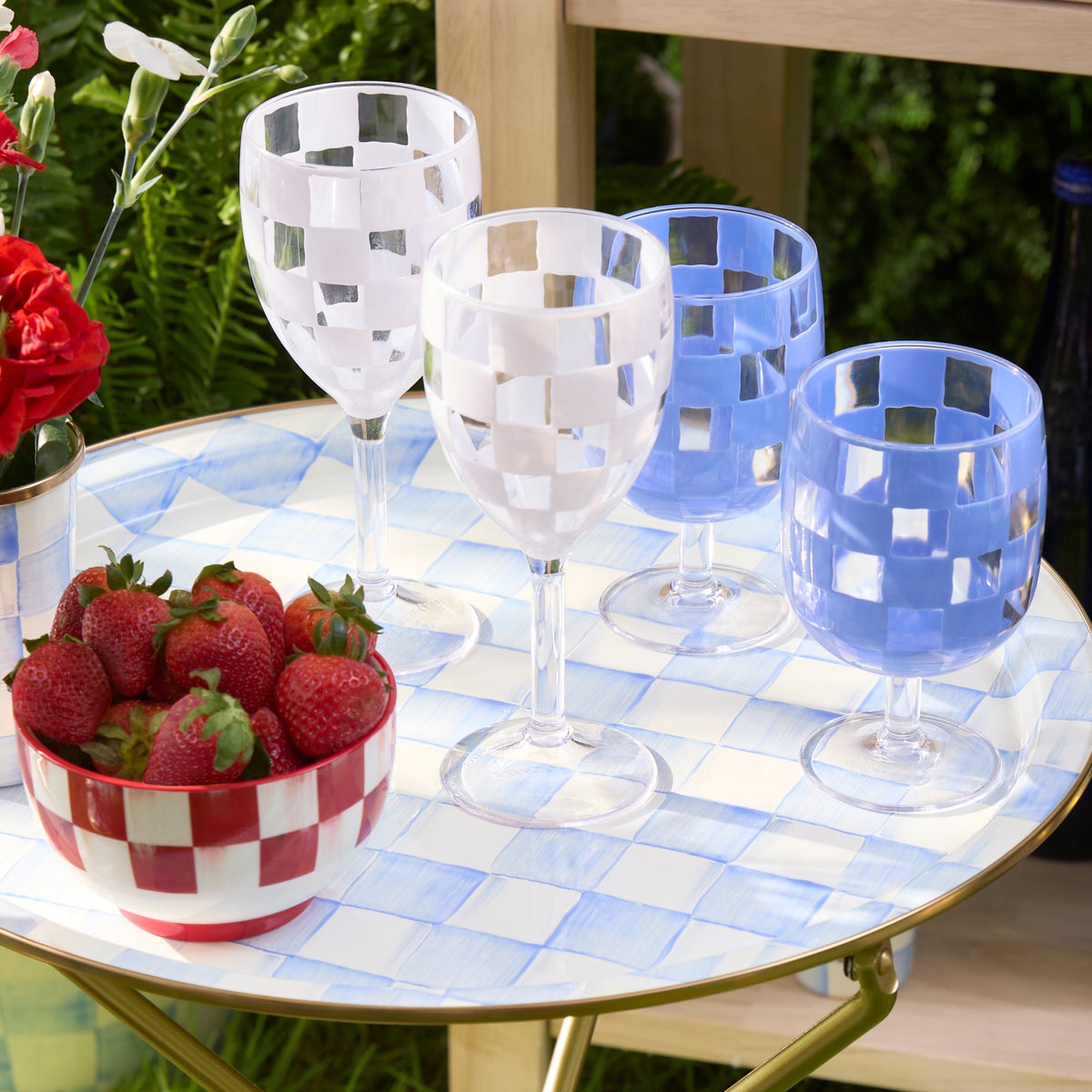 White Check Acrylic Wine Goblets, Set of 4 - Image 6