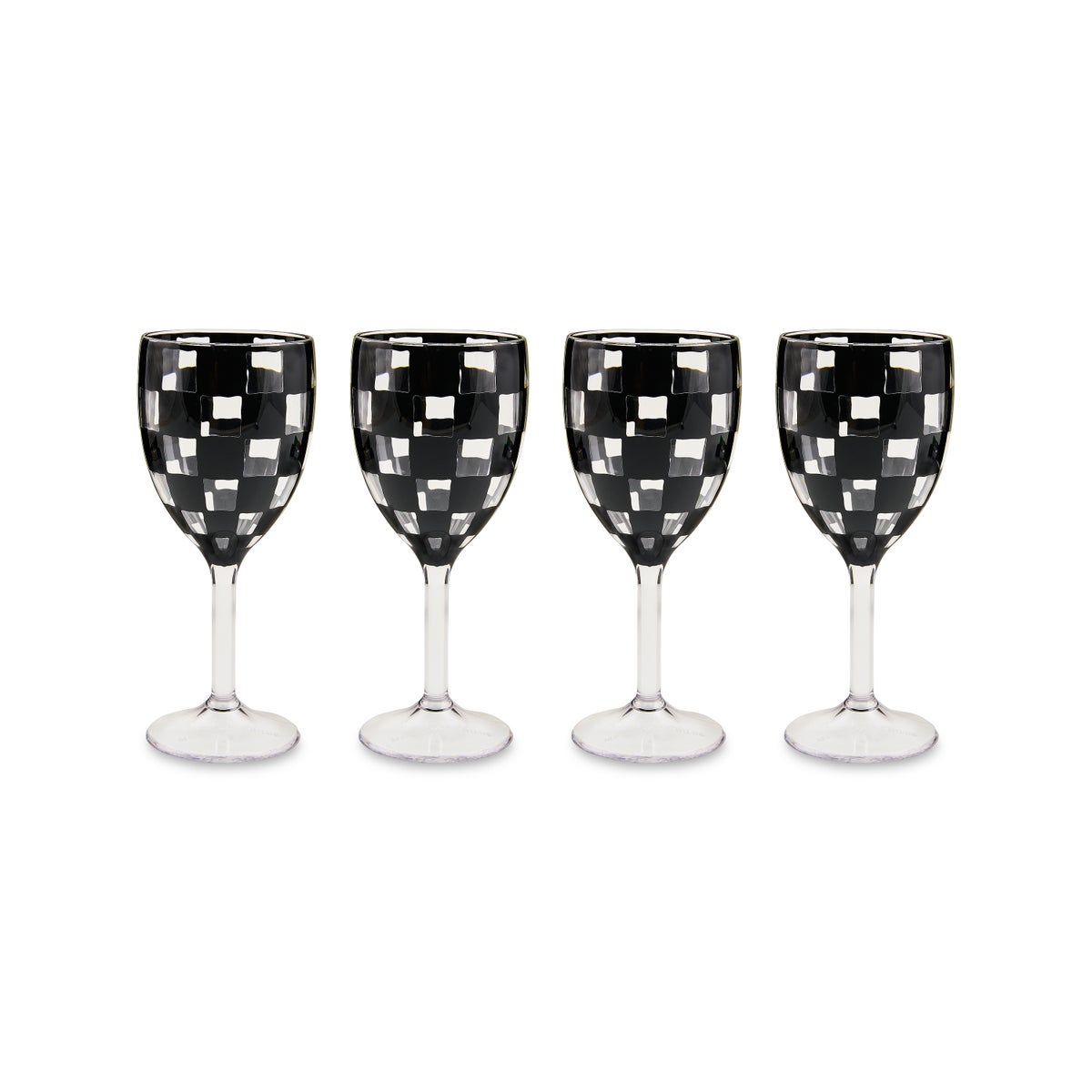 Black Check Acrylic Wine Goblets, Set of 4 - Image 3
