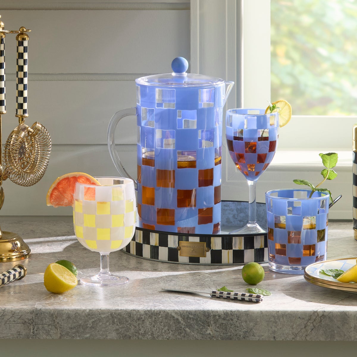Blue Check Acrylic Pitcher - Image 4