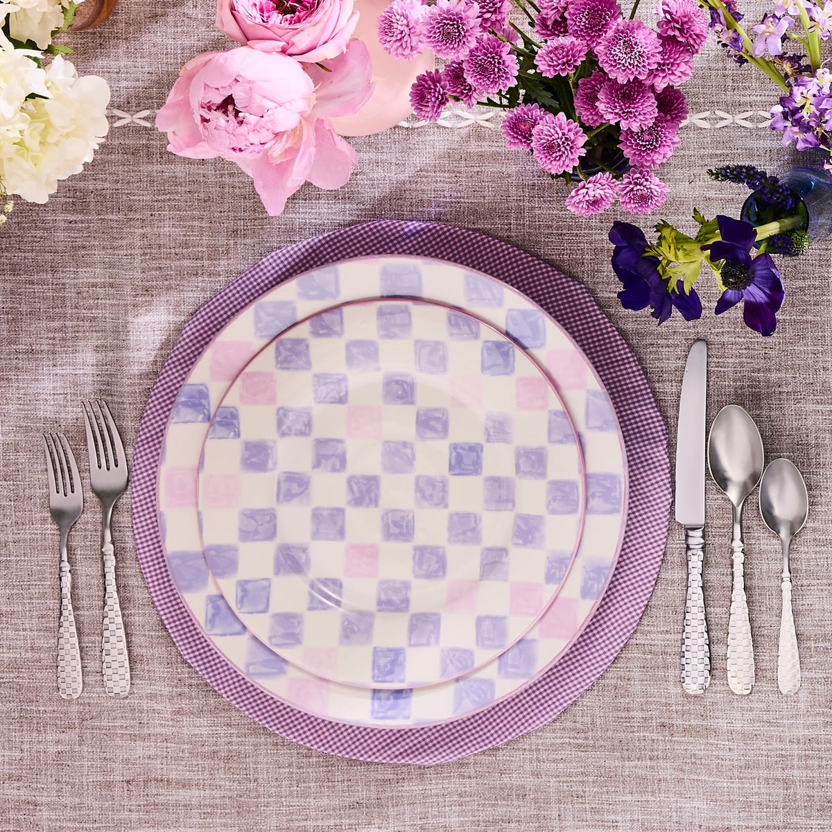 Lilac Check Dinner Plate - Image 5