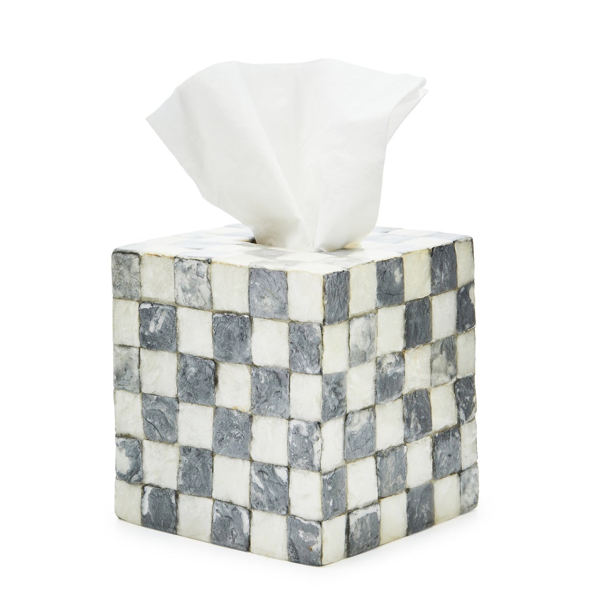 Sterling Check Capiz Boutique Tissue Box Cover