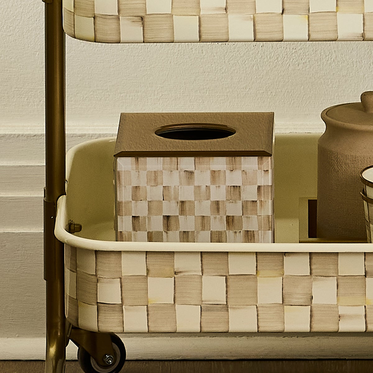 Mocha Check Glass Boutique Tissue Box Cover - Image 2