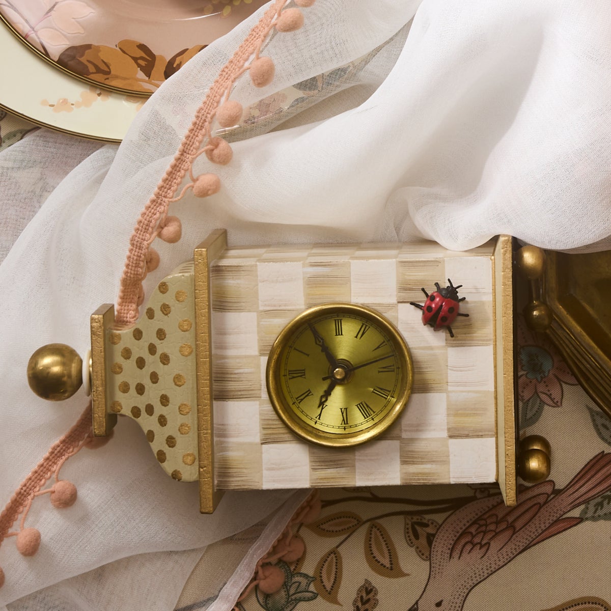 Mocha Check Desk Clock - Image 6