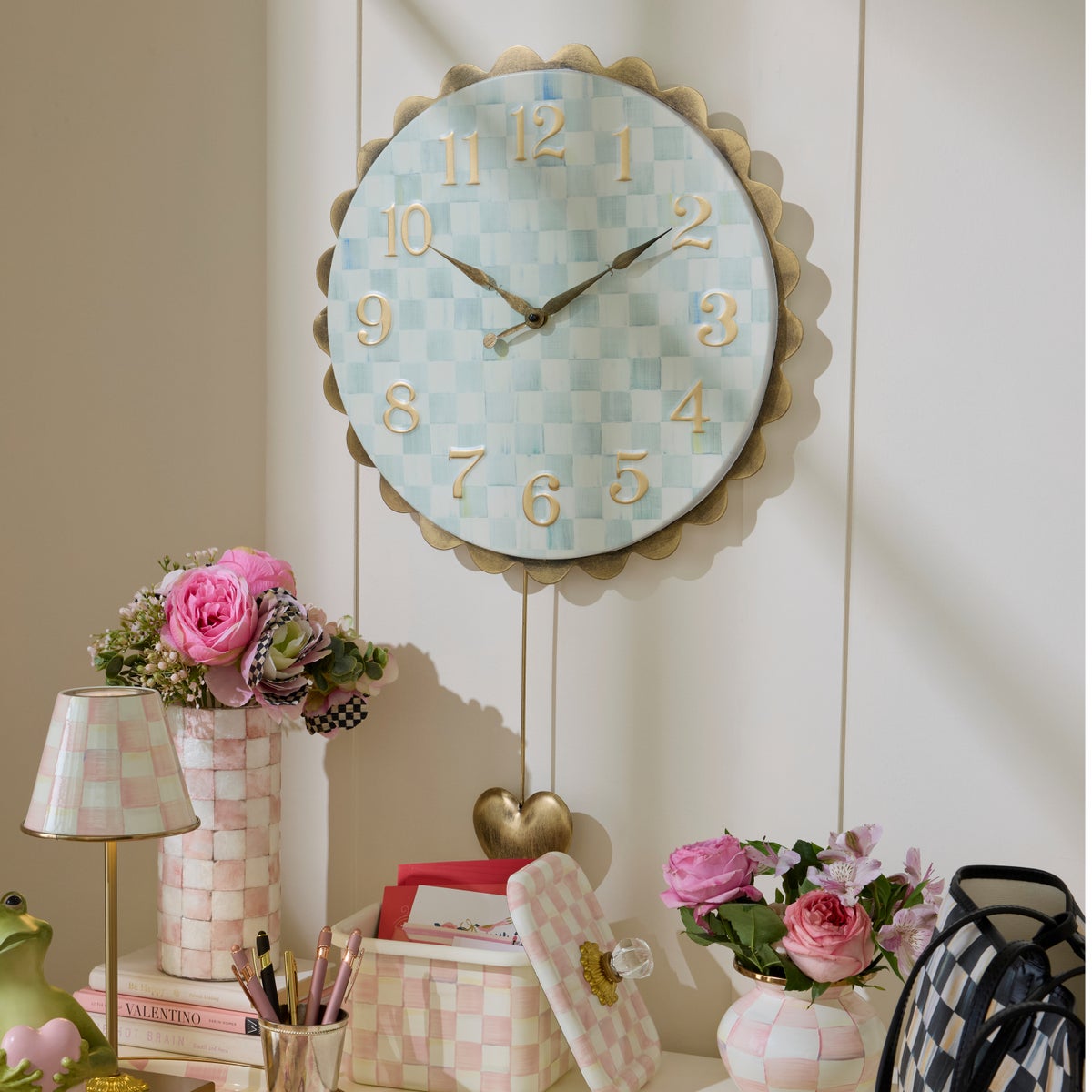 Sterling Check Heart Pendant Wall Clock - Image 2