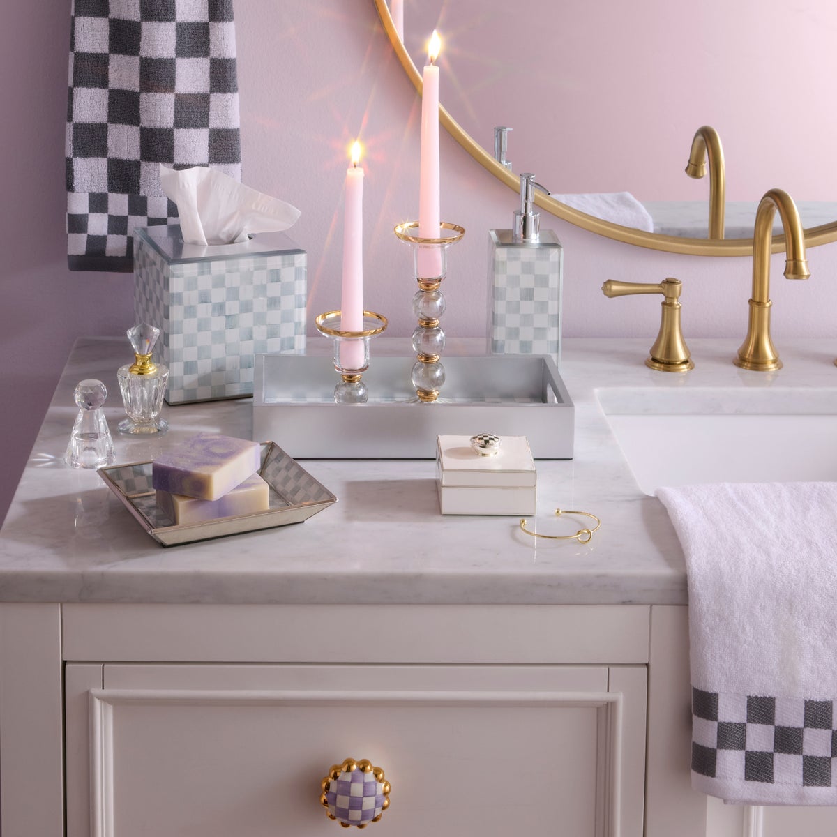 Sterling Check Glass Vanity Tray - Image 3