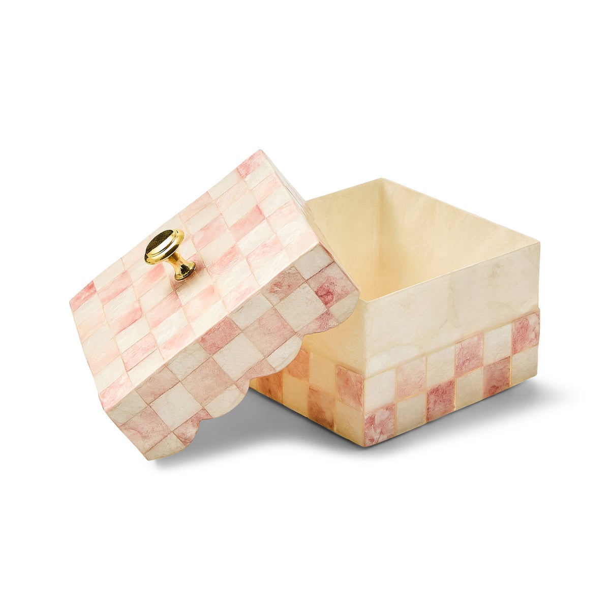 Rosy Check Capiz Scalloped Box - Image 3