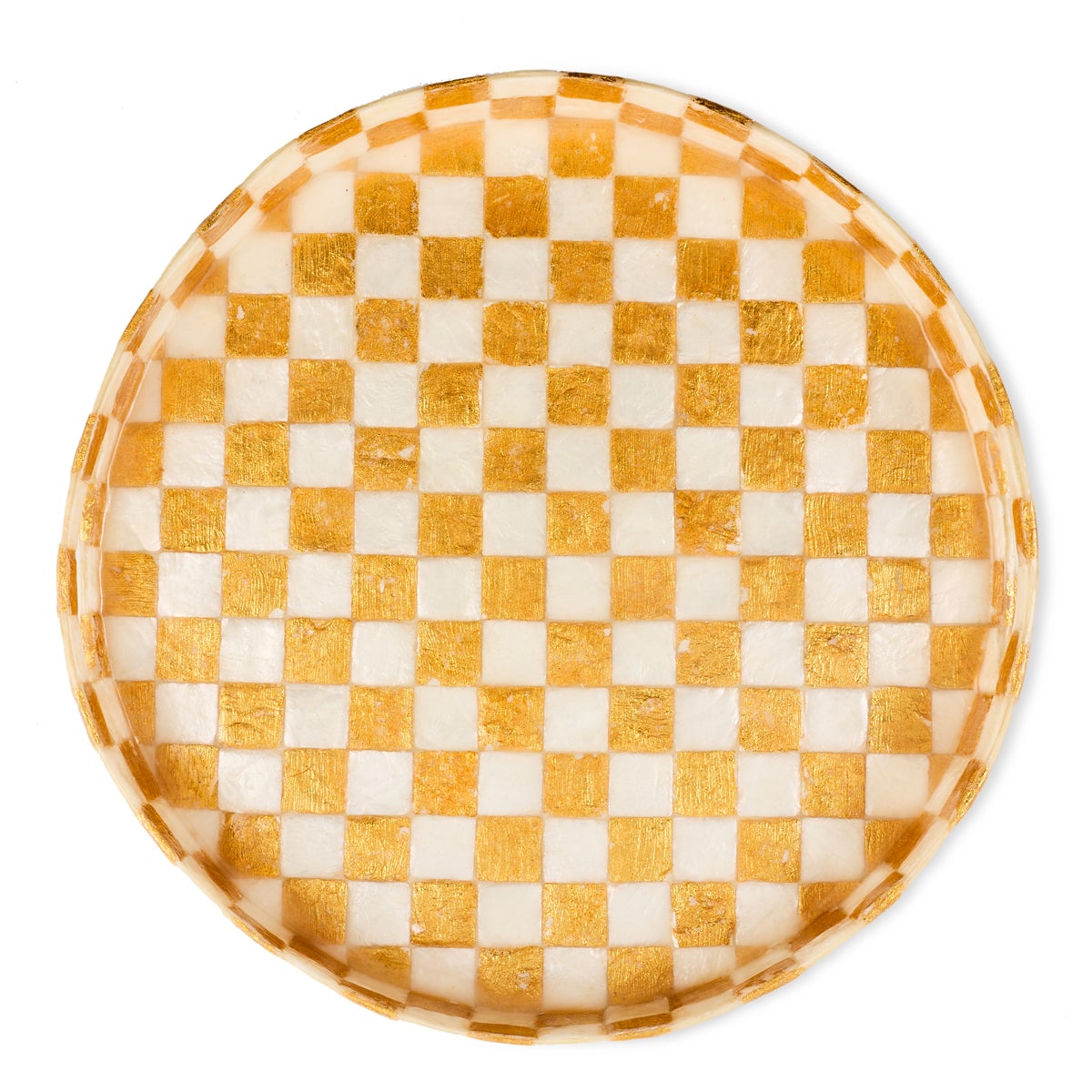Gold Check Capiz Round Tray - Image 3