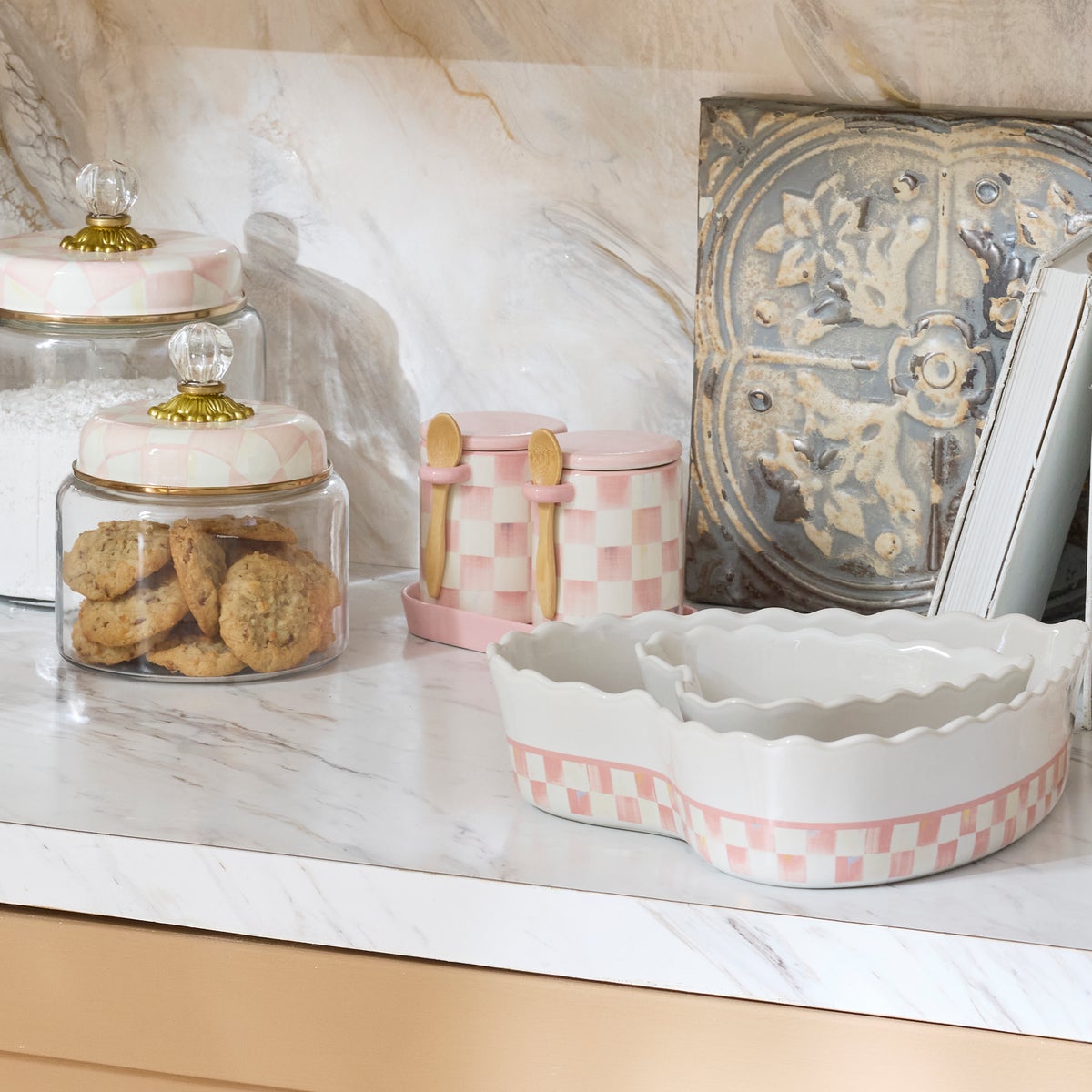 Rosy Check Farmhouse Canisters, Set of 2 - Image 2