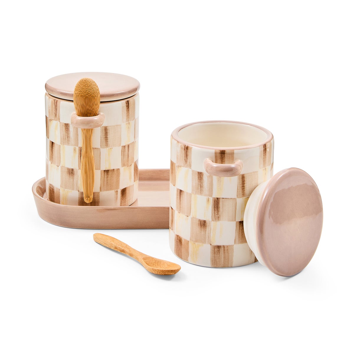 Mocha Check Farmhouse Canister, Set of 2 - Image 2