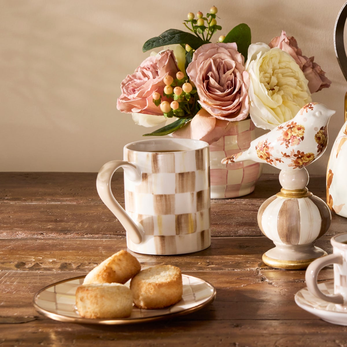 Mocha Check Porcelain Mug - Image 3