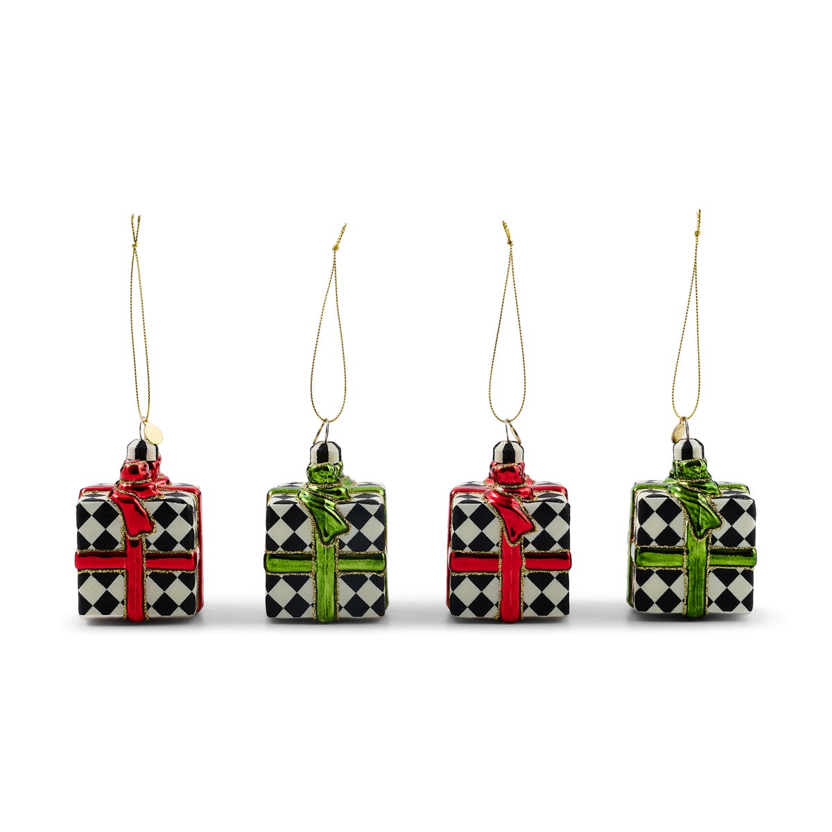 Red & Green Giftbox Glass Ornaments, Set of 4 - Image 4