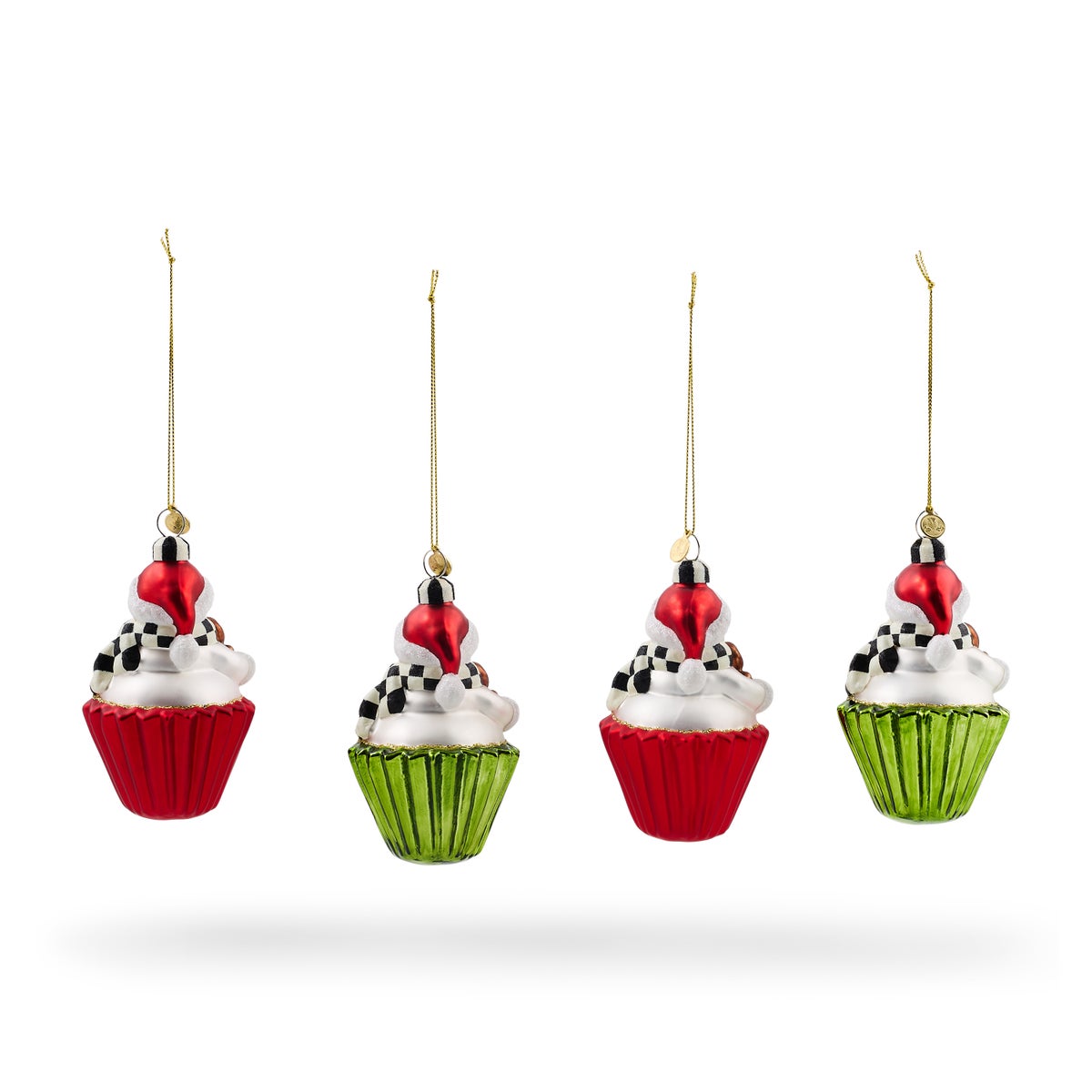 Cupcake Snowman Glass Ornaments, Set of 4 - Image 4