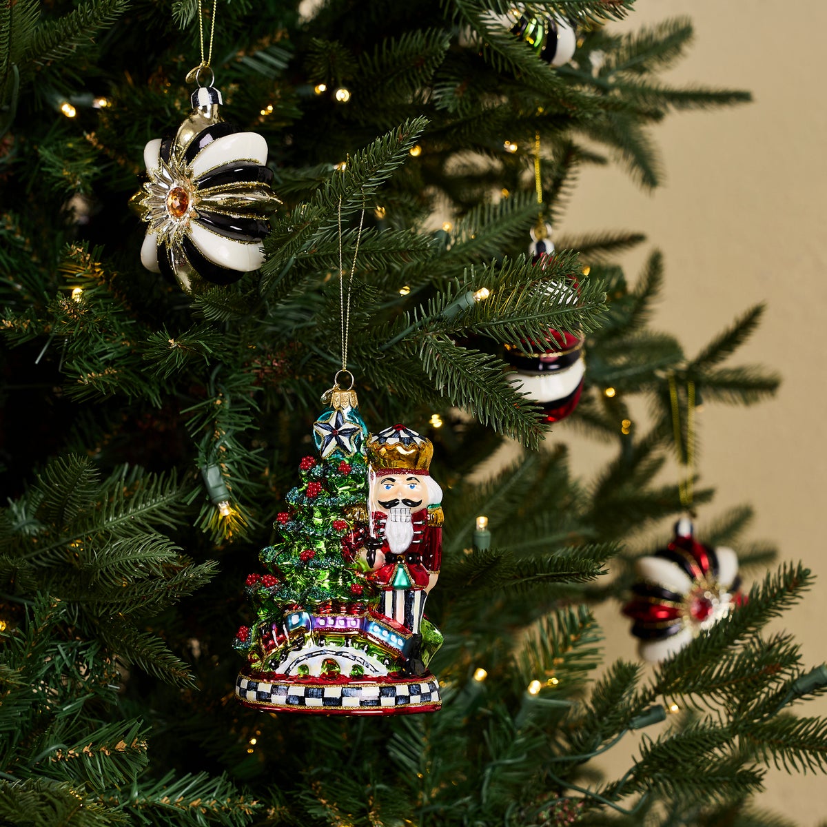 Nutcracker by Tree Glass Ornament - Image 2