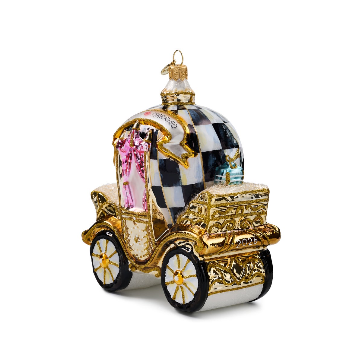 2026 Just Married Carriage Glass Ornament - Image 5